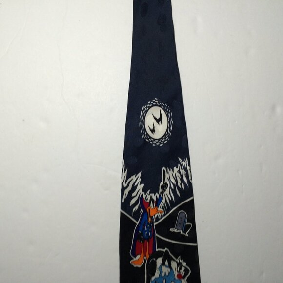Vintage 1995 Looney Tunes Mania Halloween Mens Tie Silk Bugs Bunny Daffy Duck - Picture 6 of 9